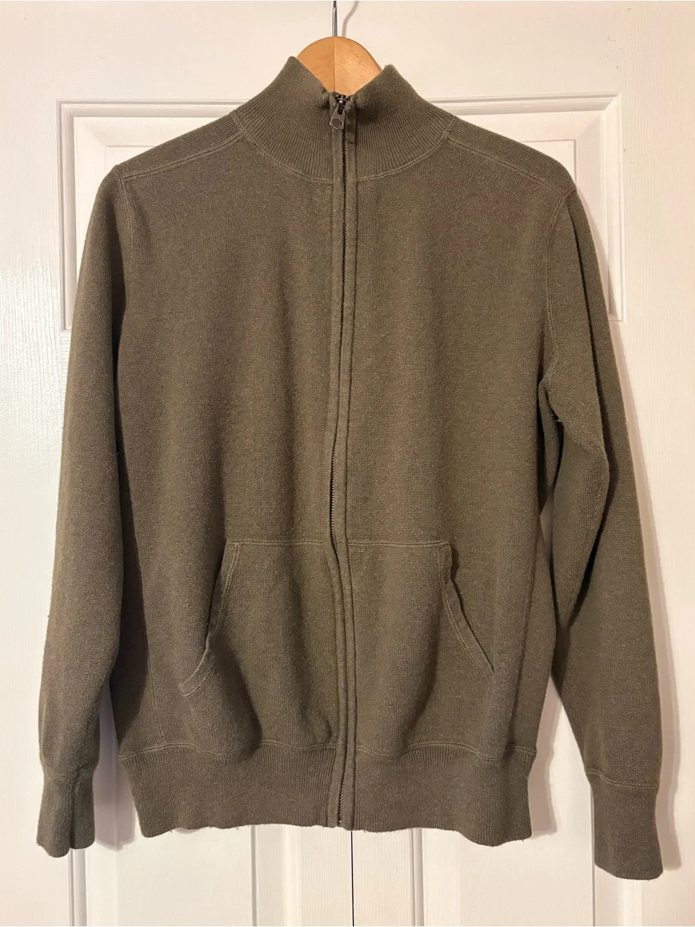 J. Crew Men's Olive Zip-Front Sweater Jacket - medium